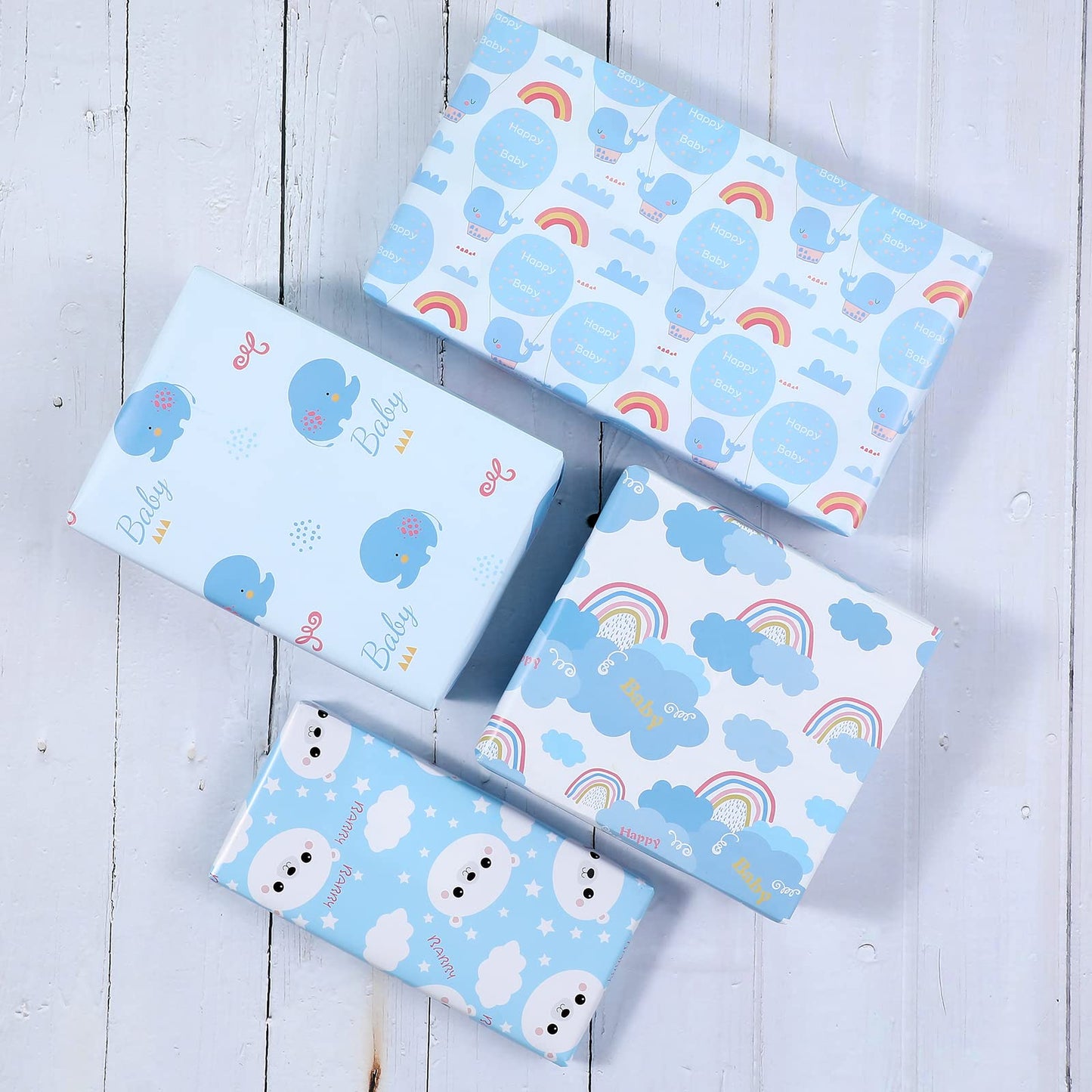 Baby Shower Wrapping Paper, Precut 12 Sheets - Cute Designs for Boys & Girls, Noticeable Typo on One Sheet, Eco-Friendly, 20" x 29" (50.8cm x 73.7cm)