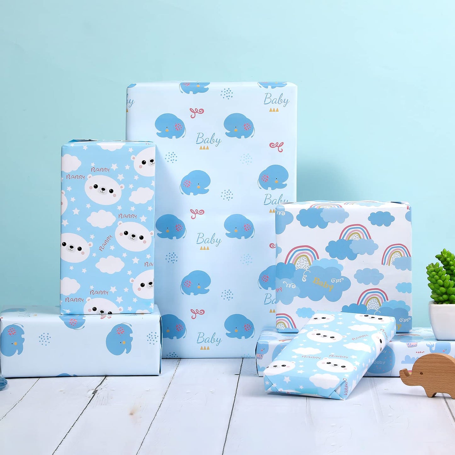 Baby Shower Wrapping Paper, Precut 12 Sheets - Cute Designs for Boys & Girls, Noticeable Typo on One Sheet, Eco-Friendly, 20" x 29" (50.8cm x 73.7cm)