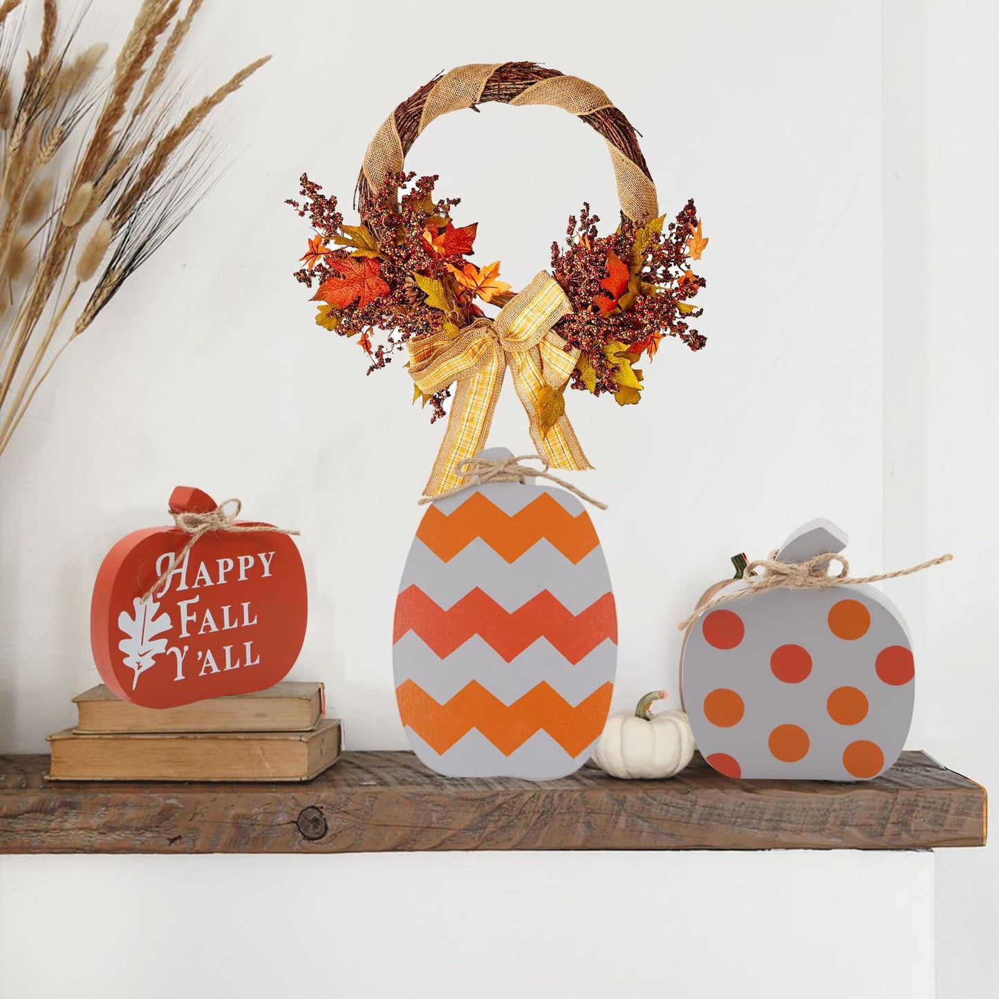 3pcs Wooden Pumpkin "Happy Fall Y'all" Signs/Decorations