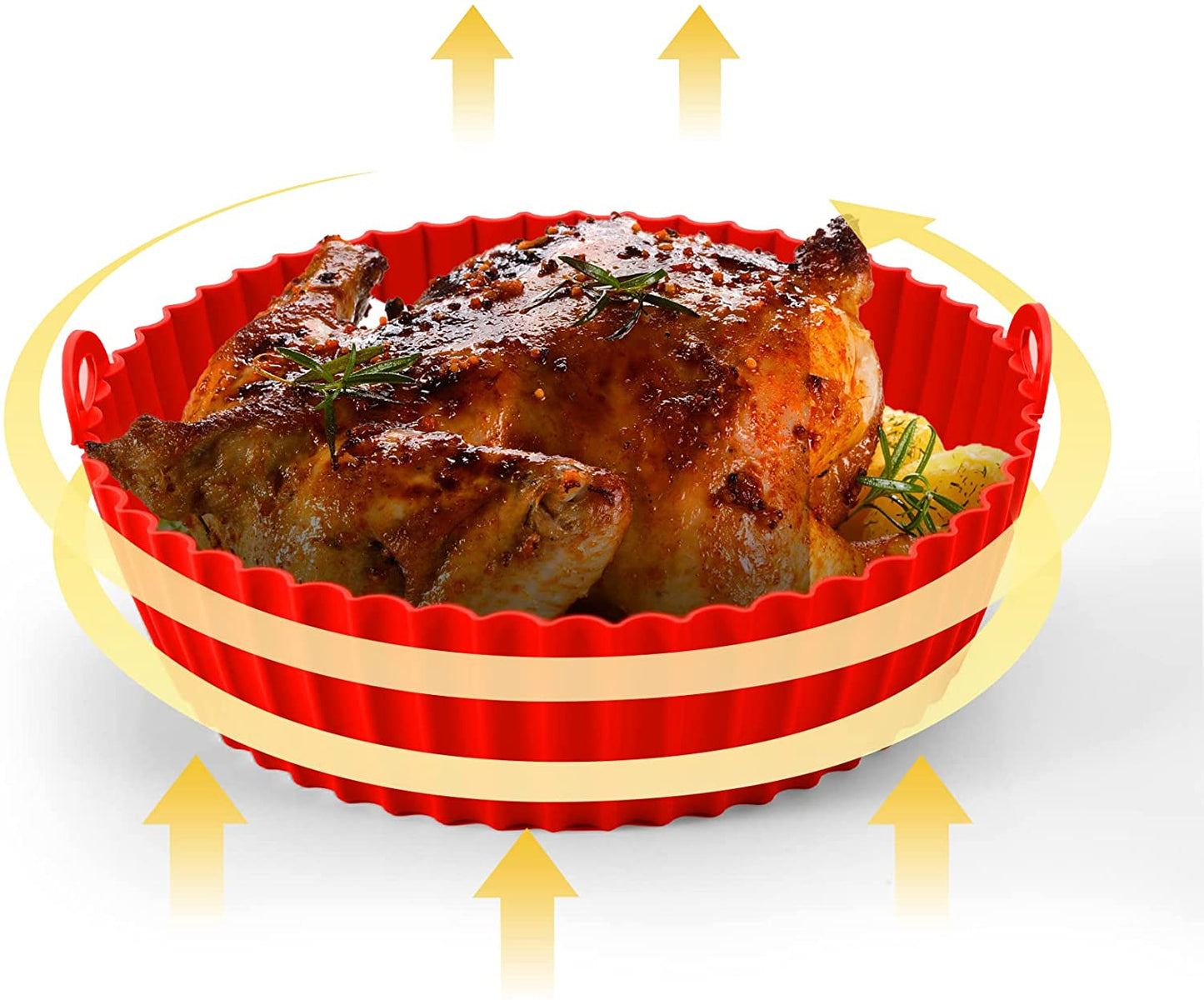 1pk 8.5" Red Reusable Silicone Air Fryer Liner Basket for 3 - 5 Qt Air Fryer