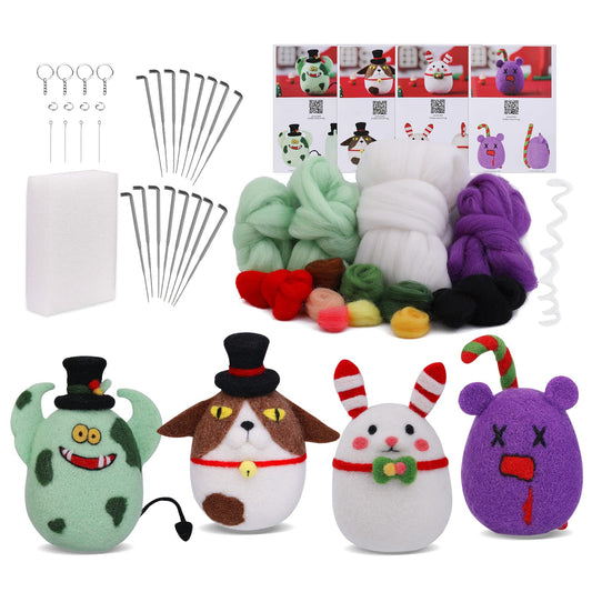 Needle Felting Kit Makes 4 Dolls w/ Basic Felt Tools & Beginners Instructions