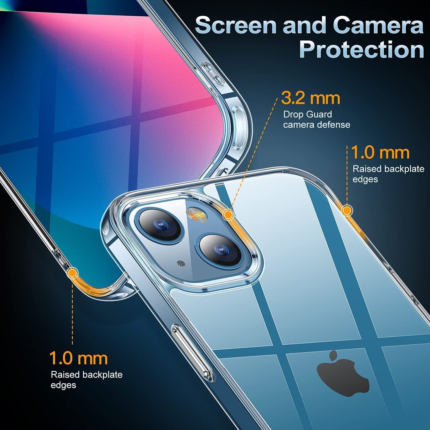 Shockproof iPhone 13 Case, Non-Yellowing, 15FT Military Grade Drop Protection, Scratch-Resistant, Slim, Non-Slip Grip, Raised Camera & Screen Guards, Crystal Clear, Durable Materials, 6.1 inches