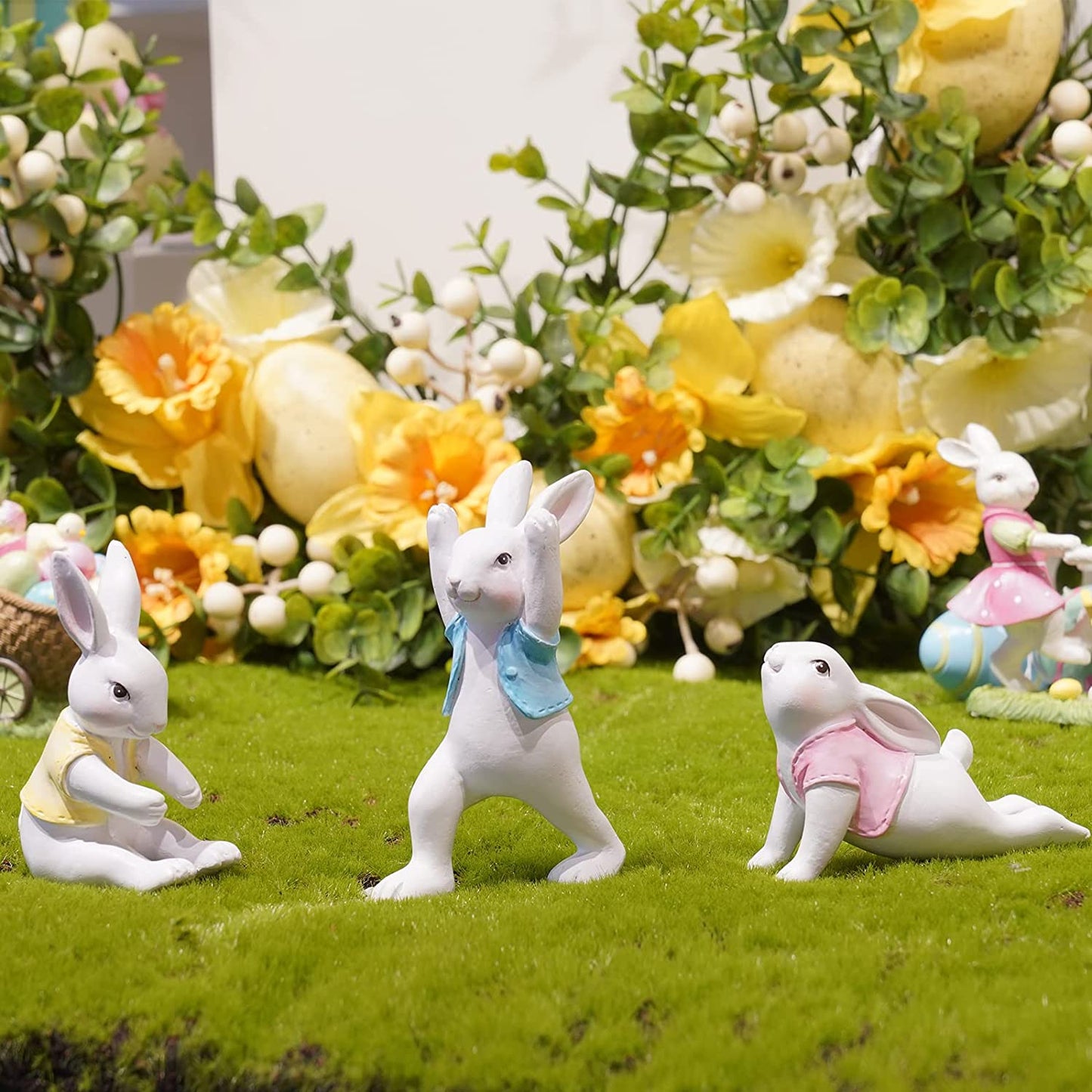3pcs Easter Bunny Yoga Figurines