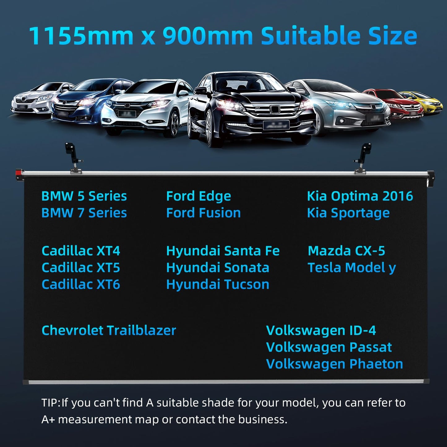 45.5" x 35.4" Retractable Vehicle Windshield Sunshade