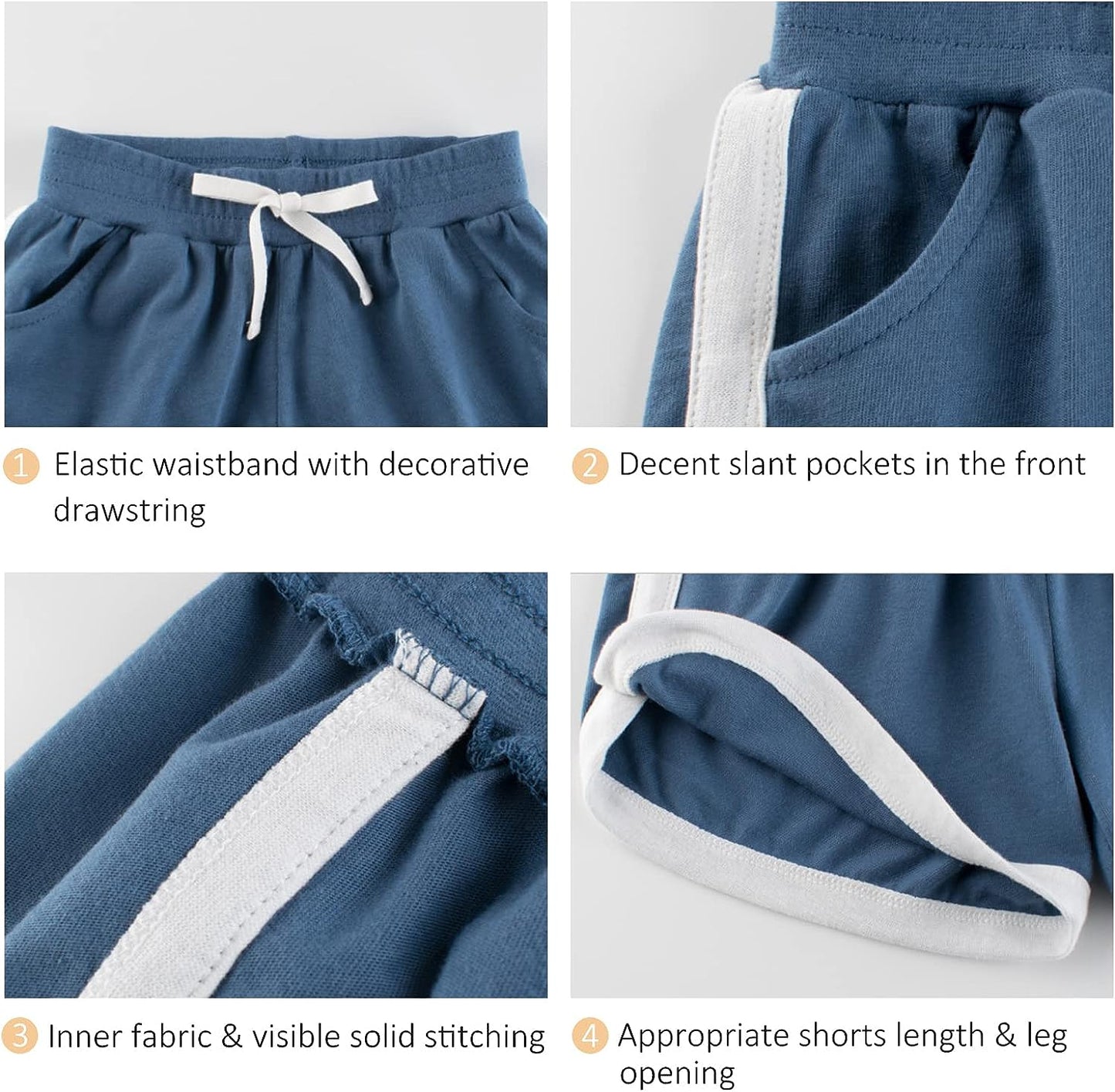 2pk (Green/Yellow) Size 8Y-9Y Cotton Athletic Shorts w/ Decorative Drawstring