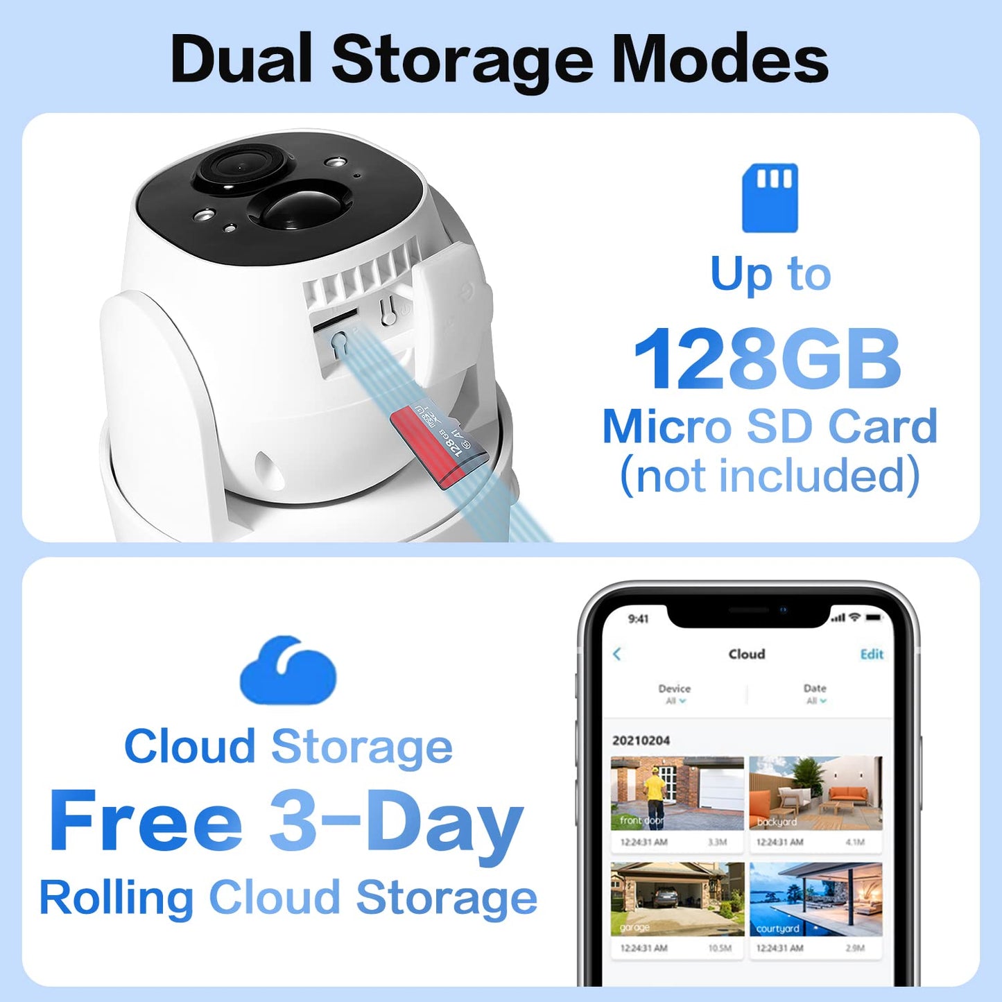 Wireless Outdoor Security Camera - 2K, Pan-Tilt 360°, Battery Powered, 2-Way Talk, 3MP PTZ, WiFi, Cloud/SD Storage, Color Night Vision, Spotlight, Siren, IP65 Waterproof, Smart AI Detection, Device Sharing