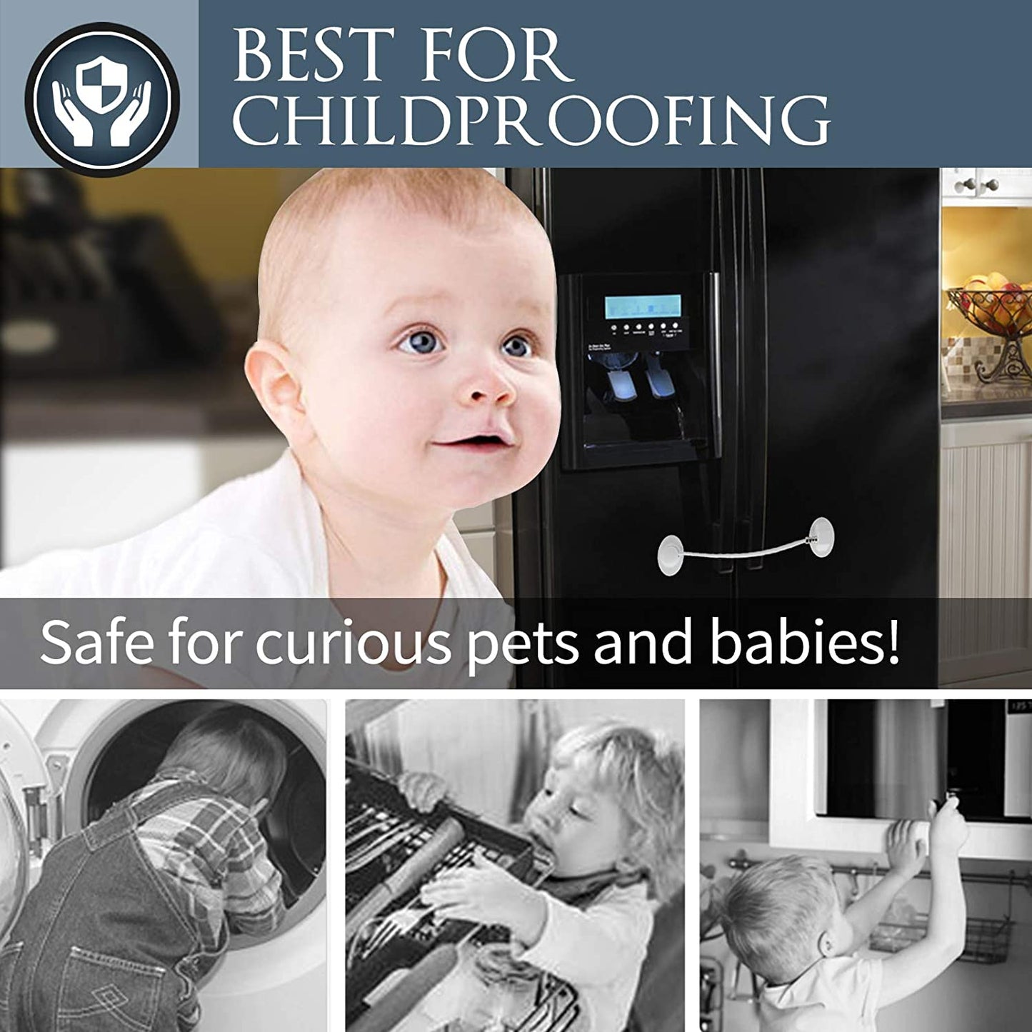 4pk Child Proof Lock w/ Strong Adhesive for Refrigerators, Cabinets, & More