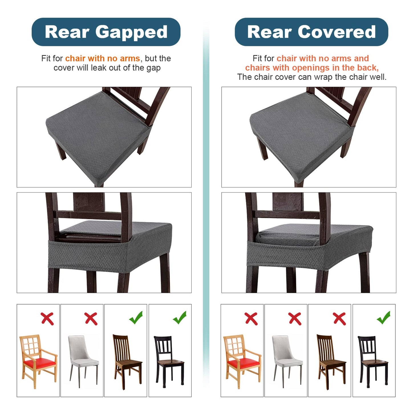 Revamp Your Dining Space: 2-Pack Dark Gray Waterproof Chair Covers for a Chic, Protected Seating Experience