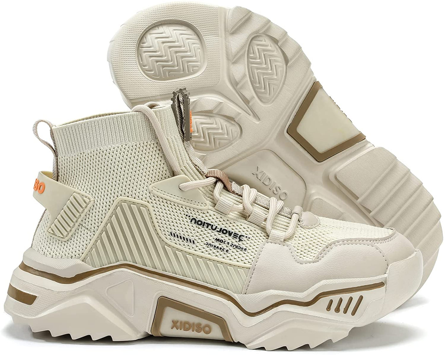 Size 9.5 Beige Lightweight High Top Fashion Sneakers/Walking Shoes/Sports Shoes