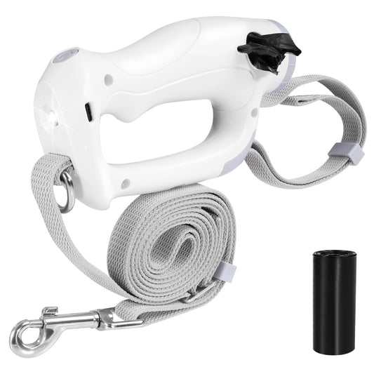 4-6 FT Extendable Dog Leash with LED Light & Poop Bag Holder for Dogs up to 110lbs