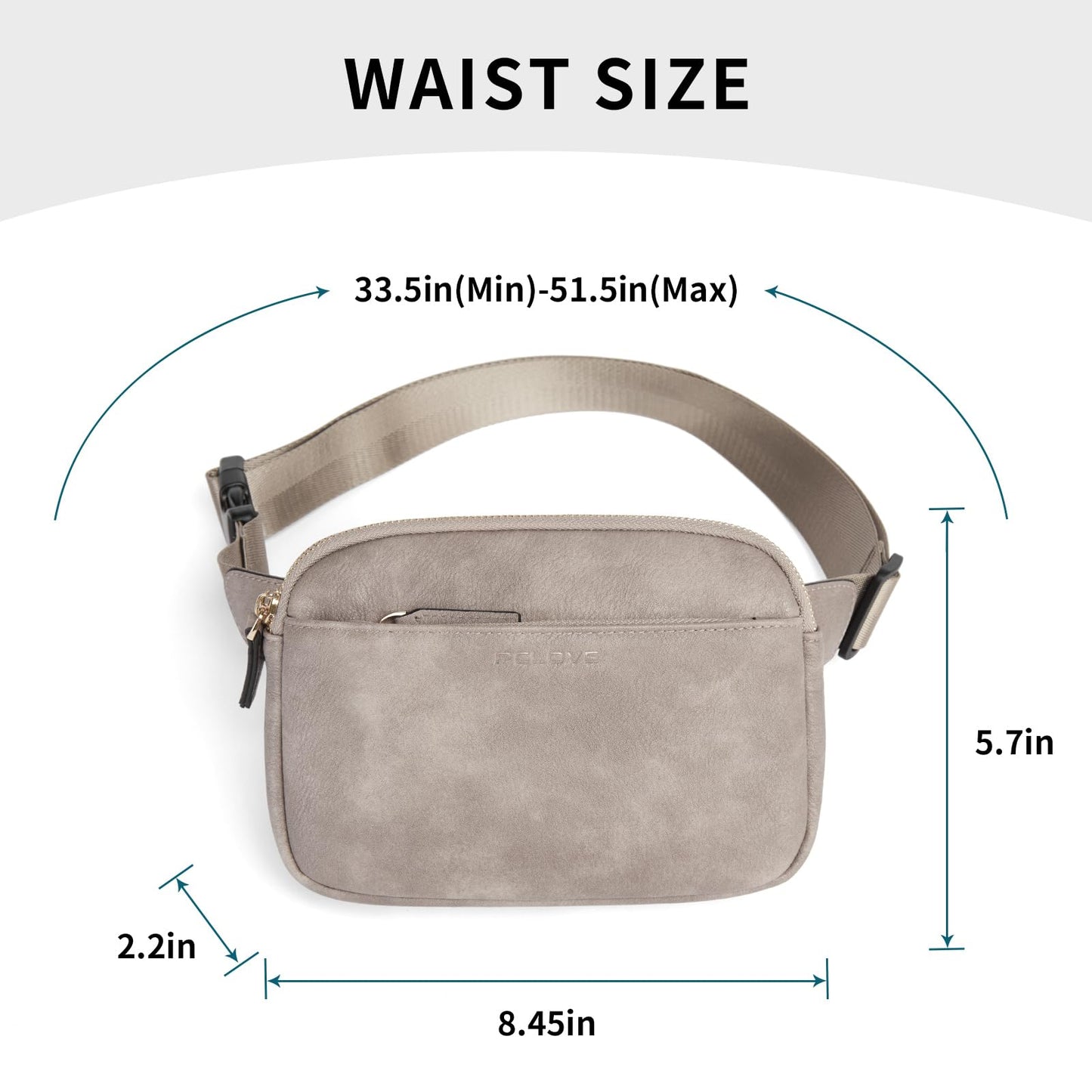 Fanny Packs for Women, Vegan Leather, Waterproof Chest Bag for Men, Fashion Waist Packs for Running, Crossbody Bags, Adjustable Belt Bag, Multi-Pocket Structure, Durable Material - Gray