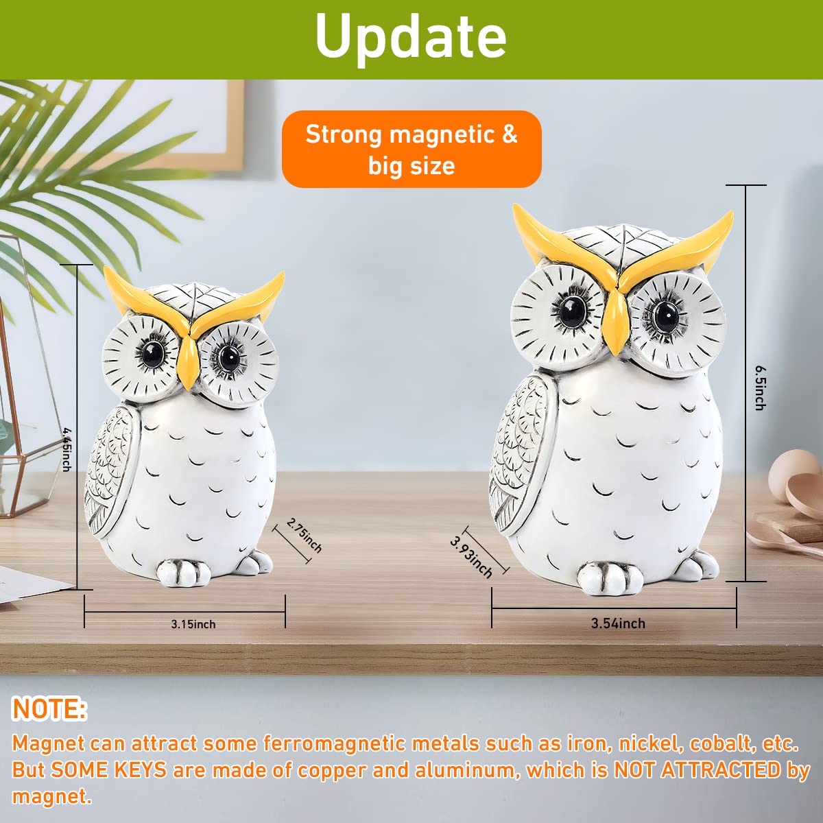 Magnetic Owl Statue for Home Decor Accents/Key Holder/Desk Organizer