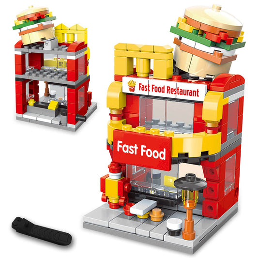 168pcs Burger Shop City Street View Building Blocks Set (Compatible w/ LEGO)