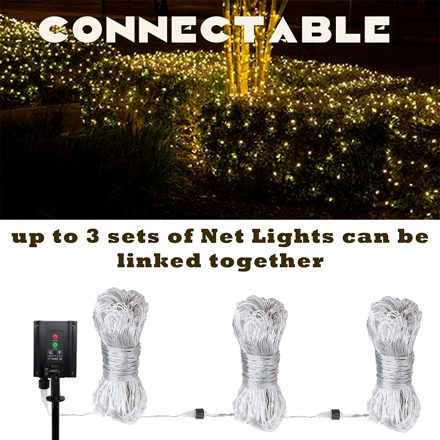 10ftx10ft 270 LED Outdoor Solar Gazebo Mesh Net Fairy Lights w/ 8 Modes/Remote