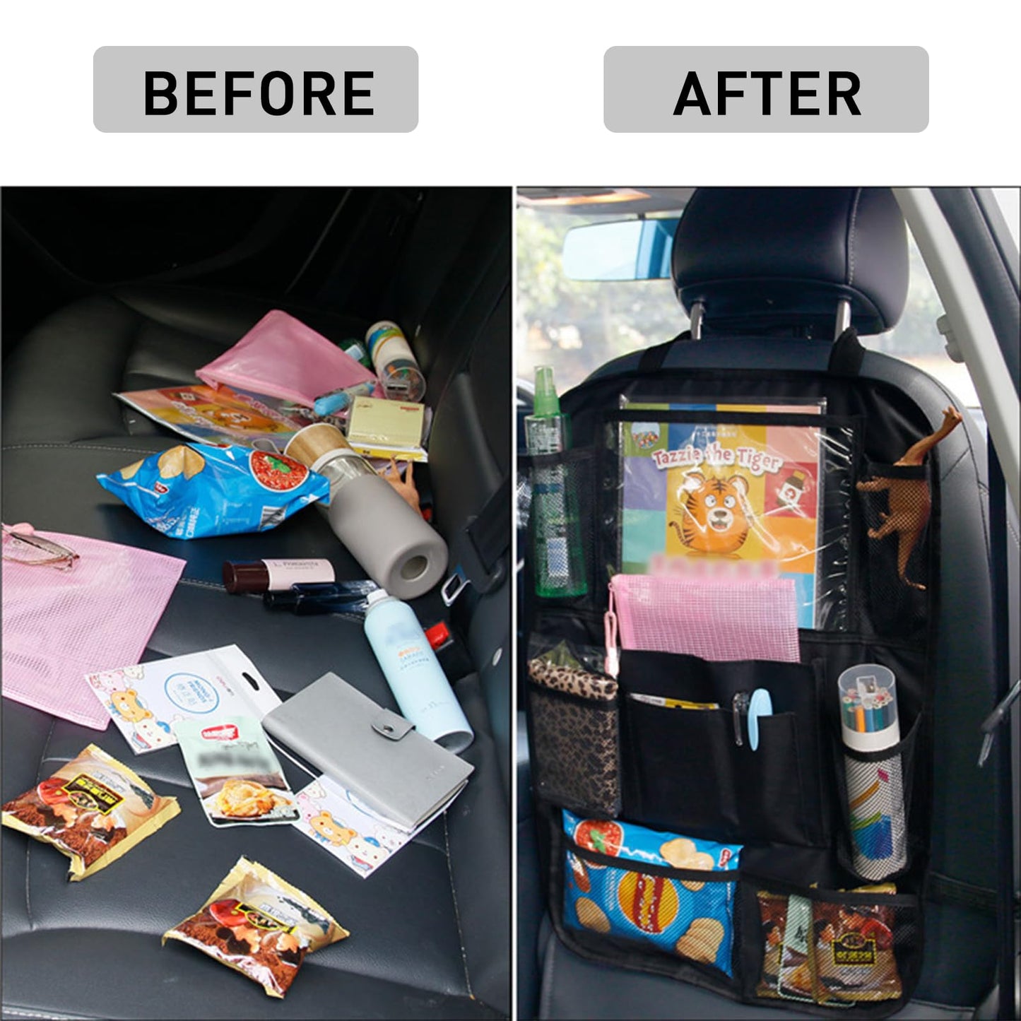 Maximize Car Space: Multi-Pocket Car Seat Back Organizer for Easy Access Storage
