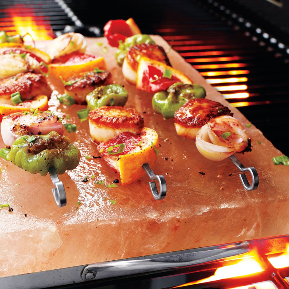 12 Stainless Steel Shish Kabob Skewers 14.5" - Durable, Flat & Wide BBQ Accessories with Ring-Tip Handle for Even, Quick Cooking | Ideal for Meat, Vegetables & More