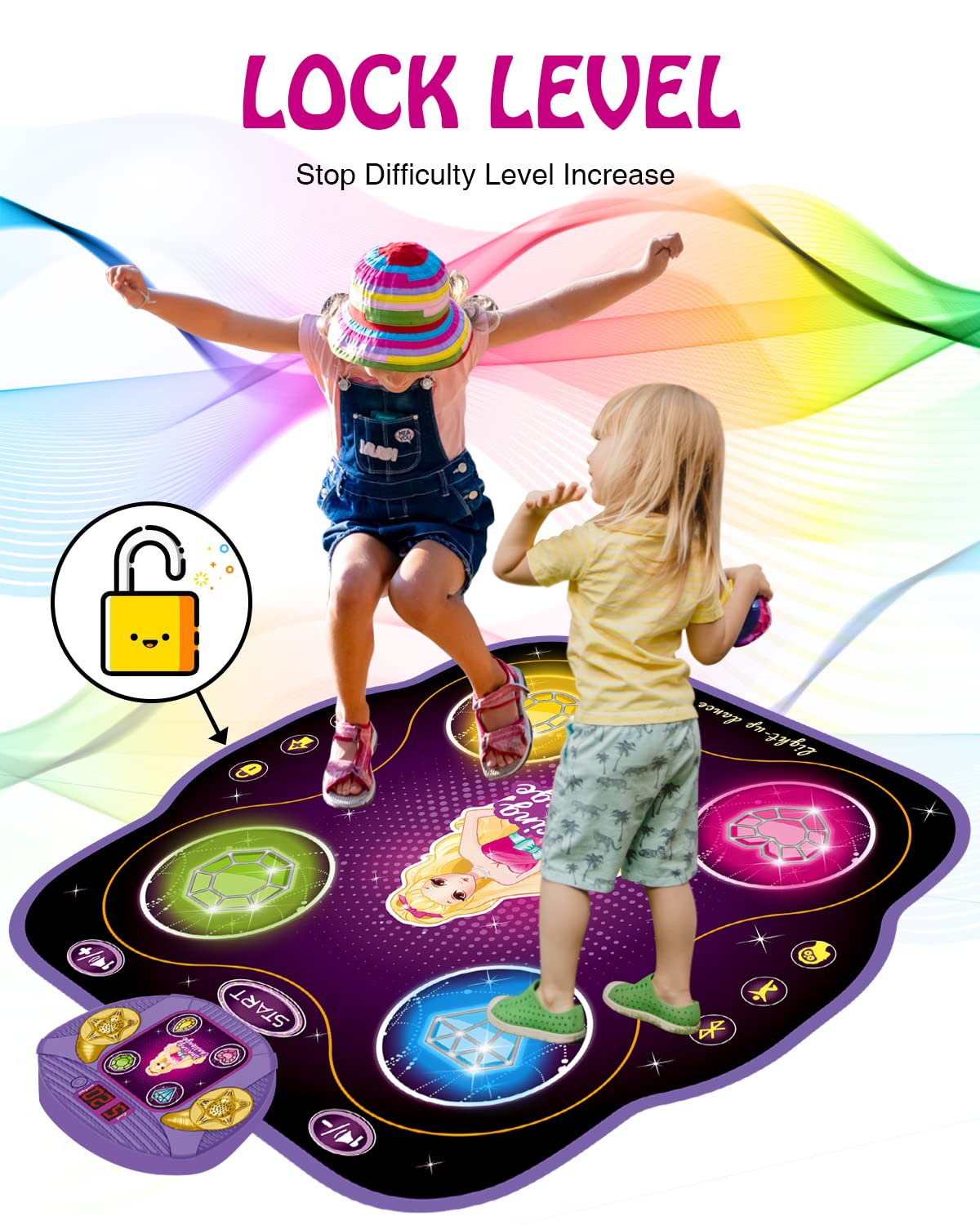 Wireless Bluetooth Light Up Dance Mat w/ Built-In Music & 4 Game Modes