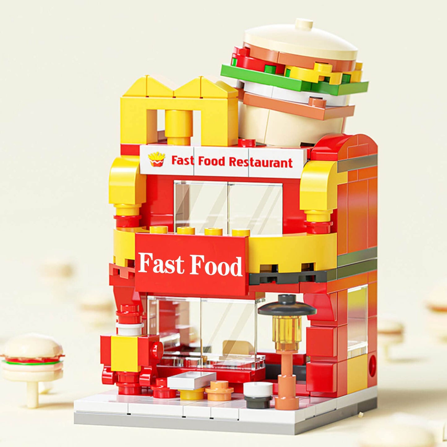 168pcs Burger Shop City Street View Building Blocks Set (Compatible w/ LEGO)