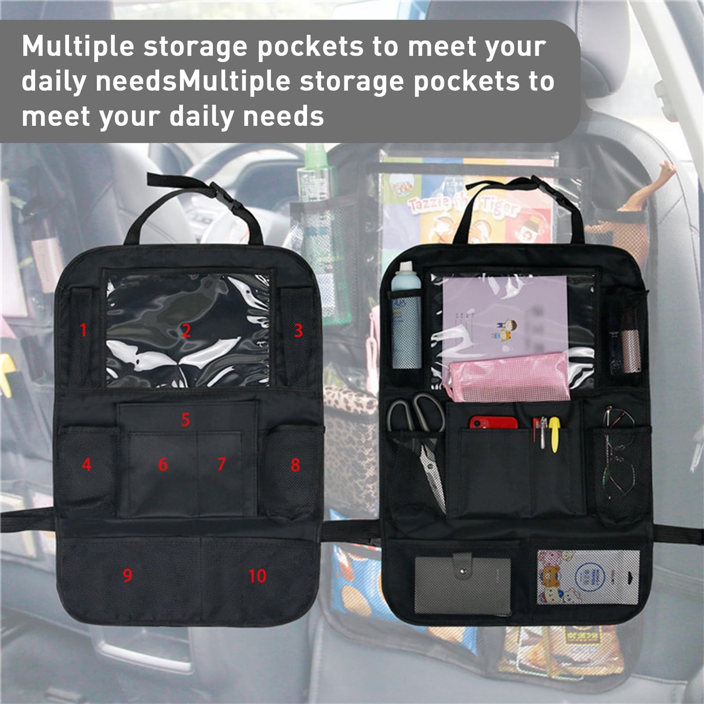 Maximize Car Space: Multi-Pocket Car Seat Back Organizer for Easy Access Storage