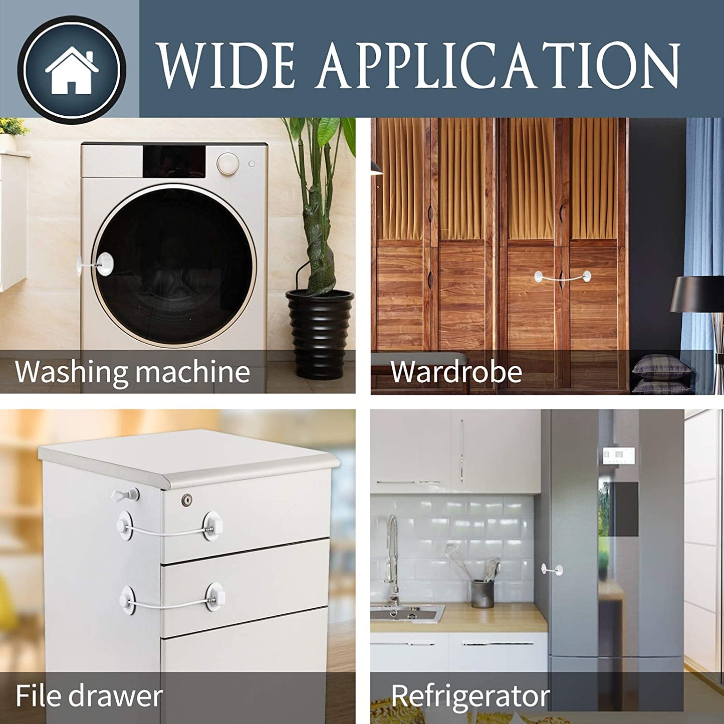 4pk Child Proof Lock w/ Strong Adhesive for Refrigerators, Cabinets, & More