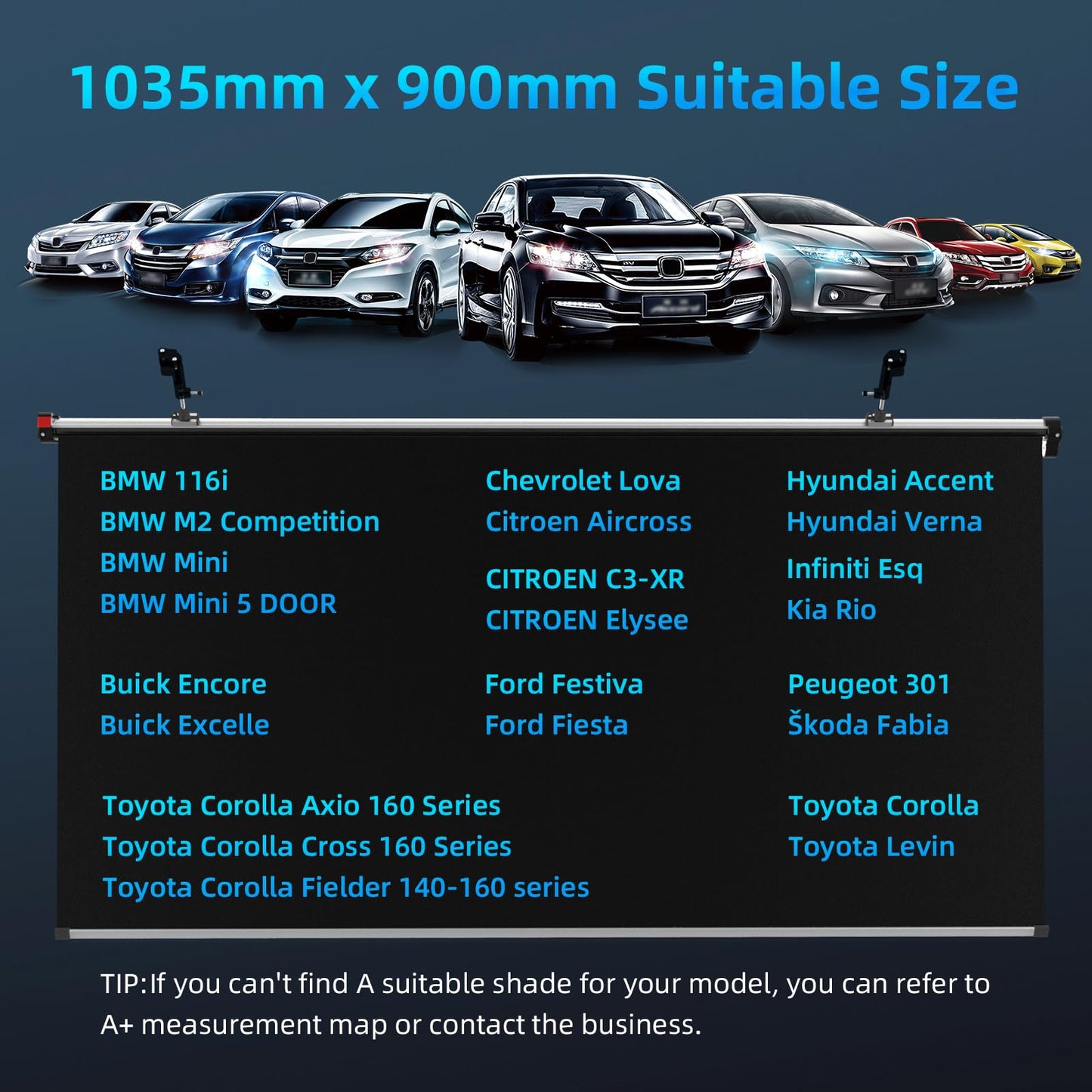 40.7" x 35.4" Retractable Vehicle Windshield Sunshade