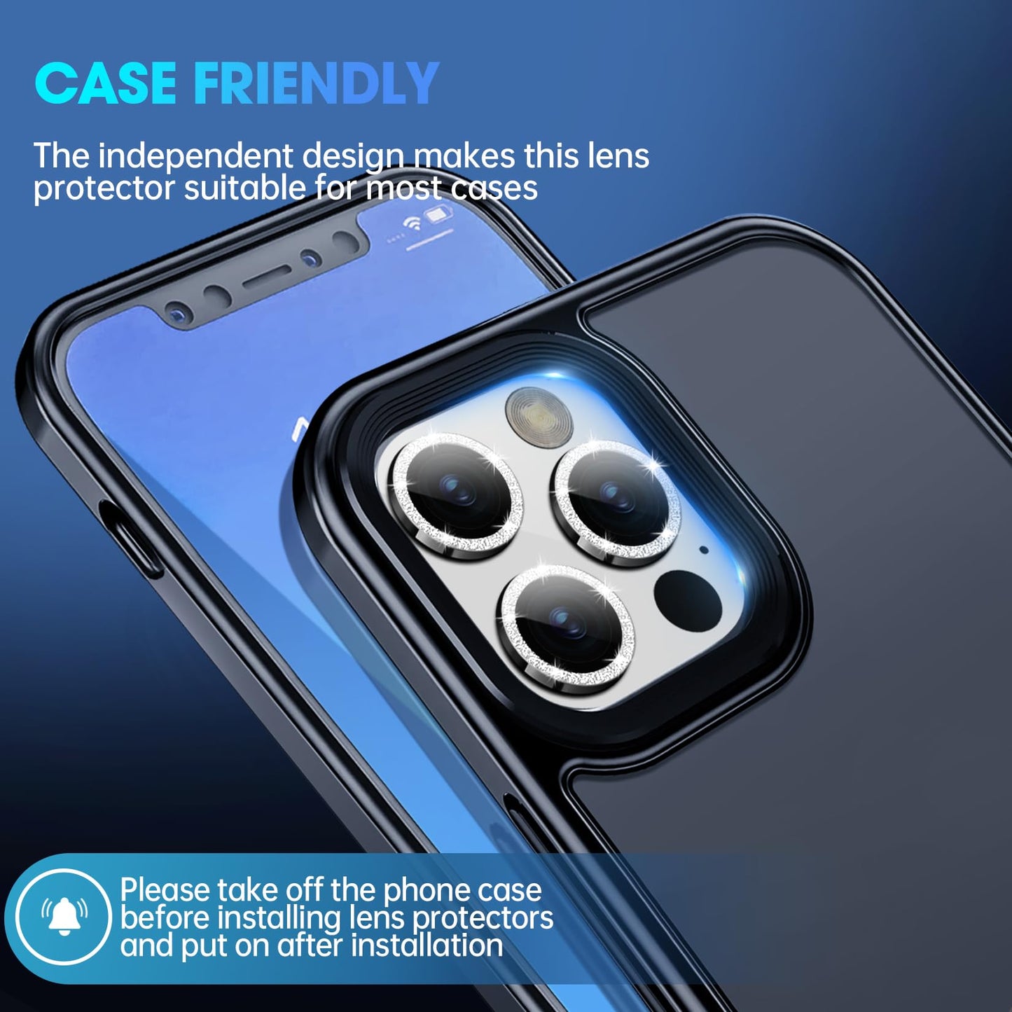 Stylish Silver Glitter Camera Lens Protector for iPhone 15 Pro/15 Pro Max: Scratchproof, Case-Friendly Accessory Enhancing Camera Quality with AR Technology