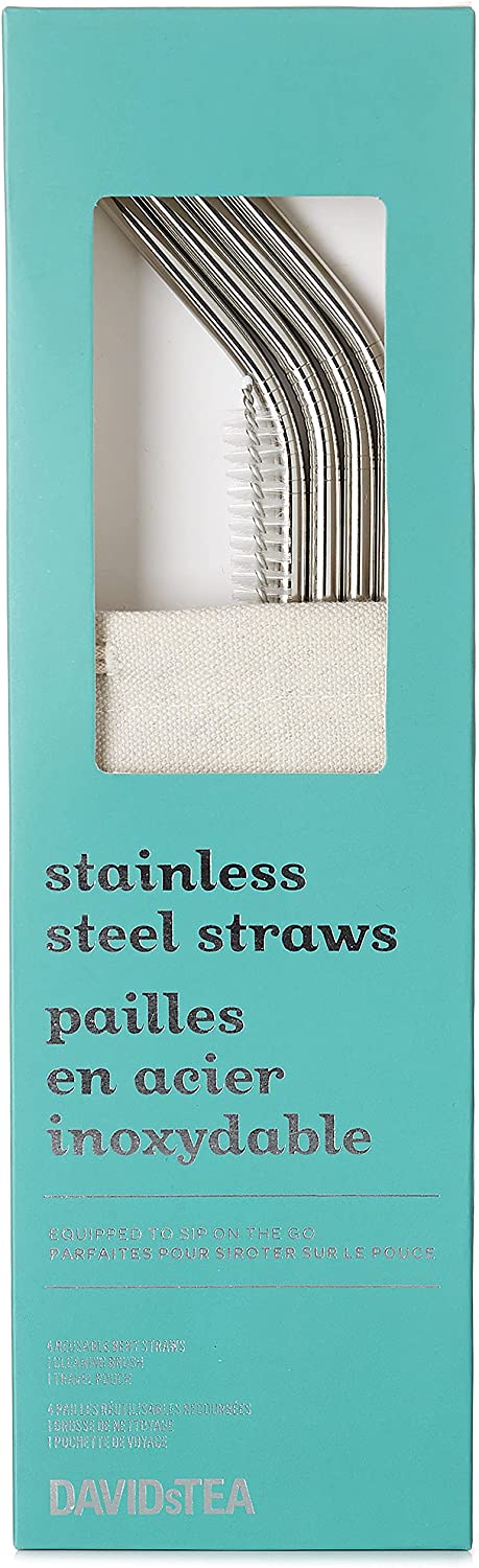 8pk 3/16" Reusable Stainless Steel Metal Drinking Straws w/ 2 Cleaning Brushes