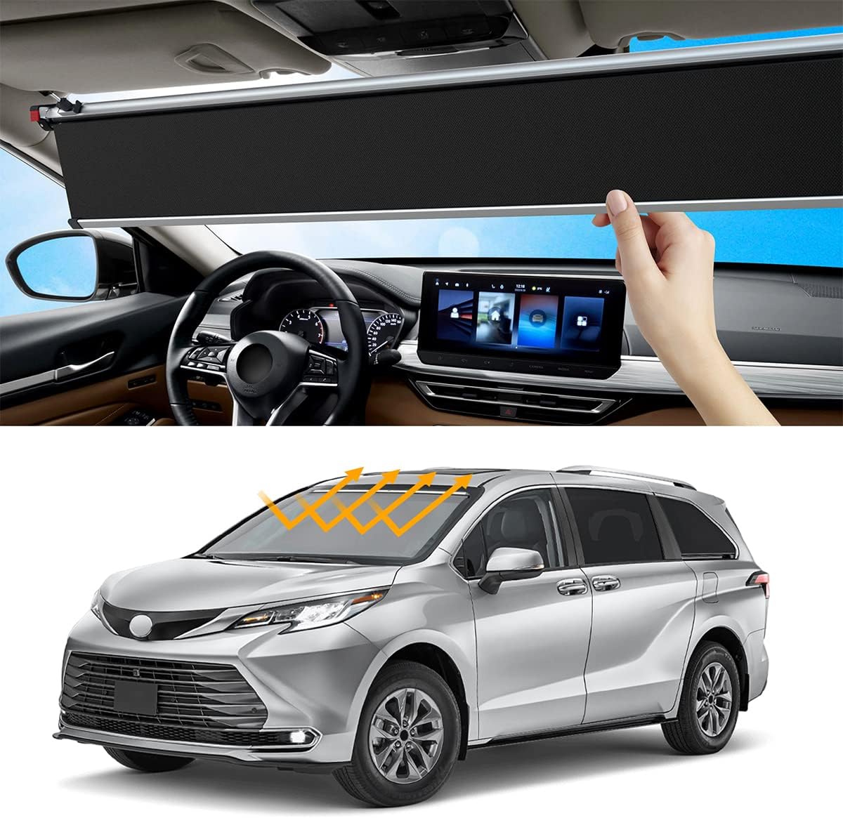 47" x 35.4" Retractable Vehicle Windshield Sunshade