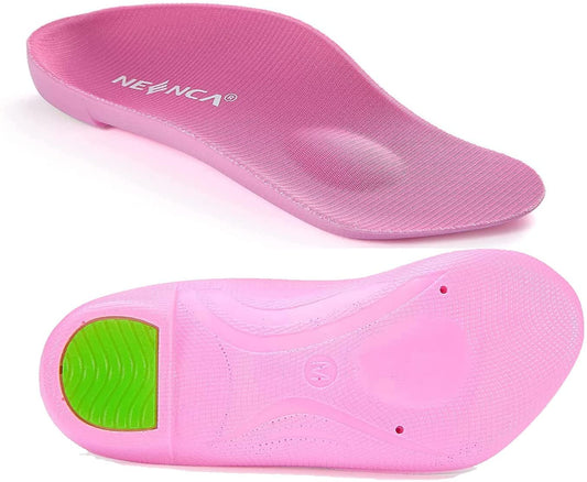 Pink Men's 7.5-9.5 Arch Support Insoles for Plantar Fasciitis Foot Pain Relief
