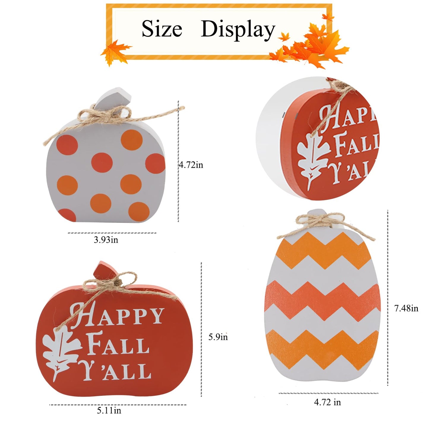 3pcs Wooden Pumpkin "Happy Fall Y'all" Signs/Decorations