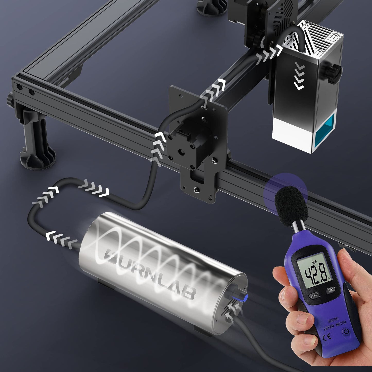 BURNLAB Air Assist Pump Kit for Laser Cutter & Engraver w/ Adjustable Airflow