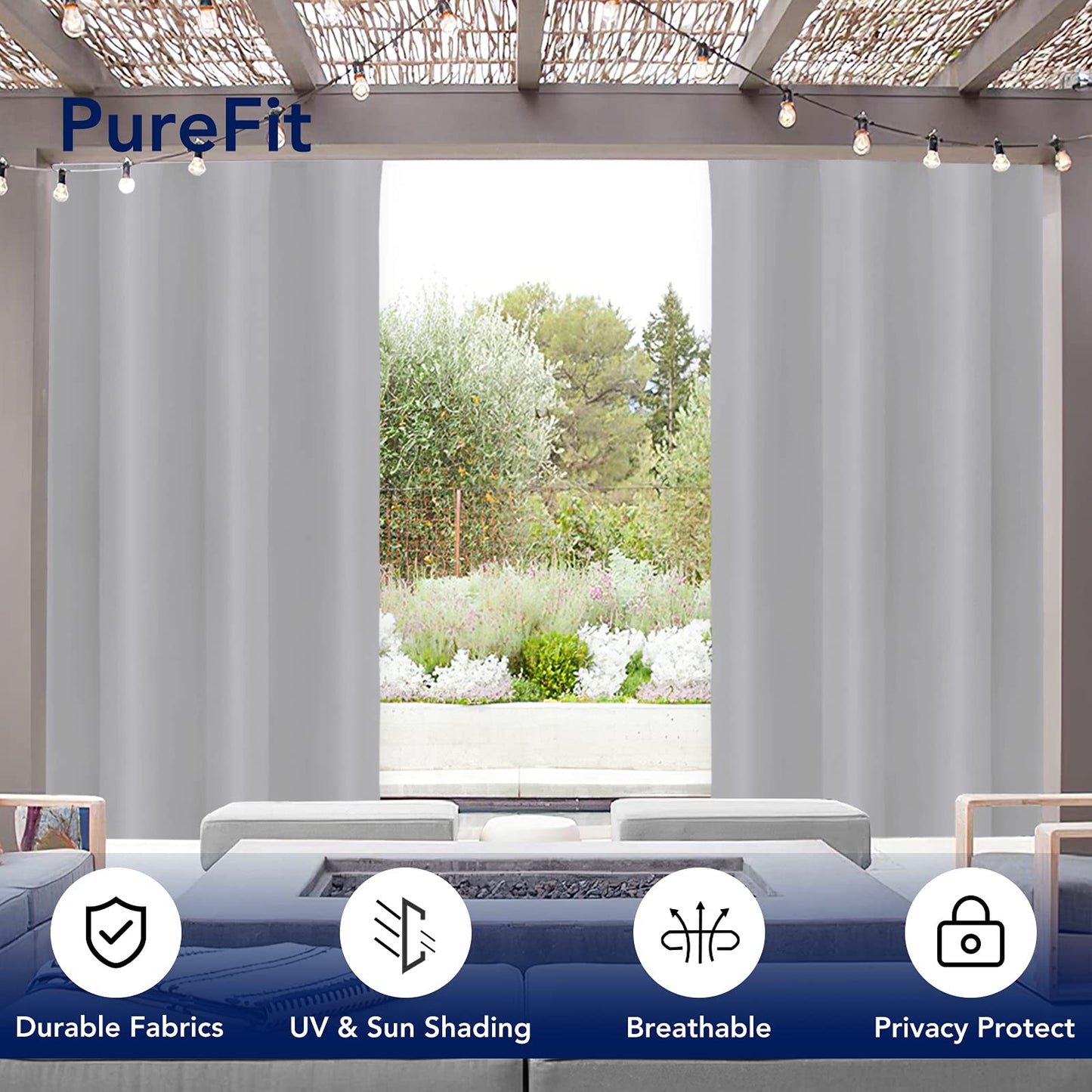 1 Panel 52"x84" Light Gray Waterproof UV/Fade Resistant Outdoor Curtains