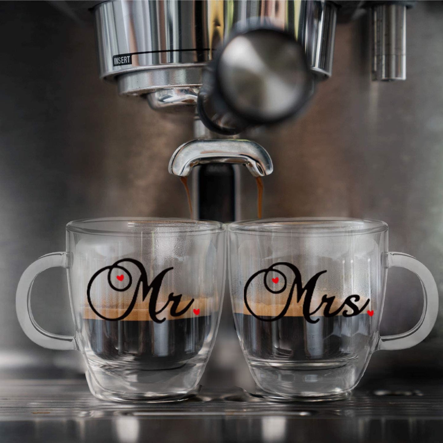 5.4oz Set of 2 Mr & Mrs Espresso Cups/Coffee Mugs