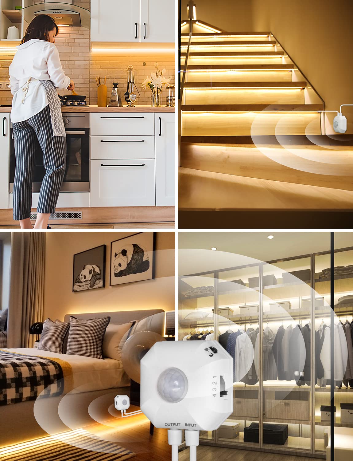16.4ft Plug-in Under Bed/Cabinet Motion Sensor Warm White LED Light Strip No App