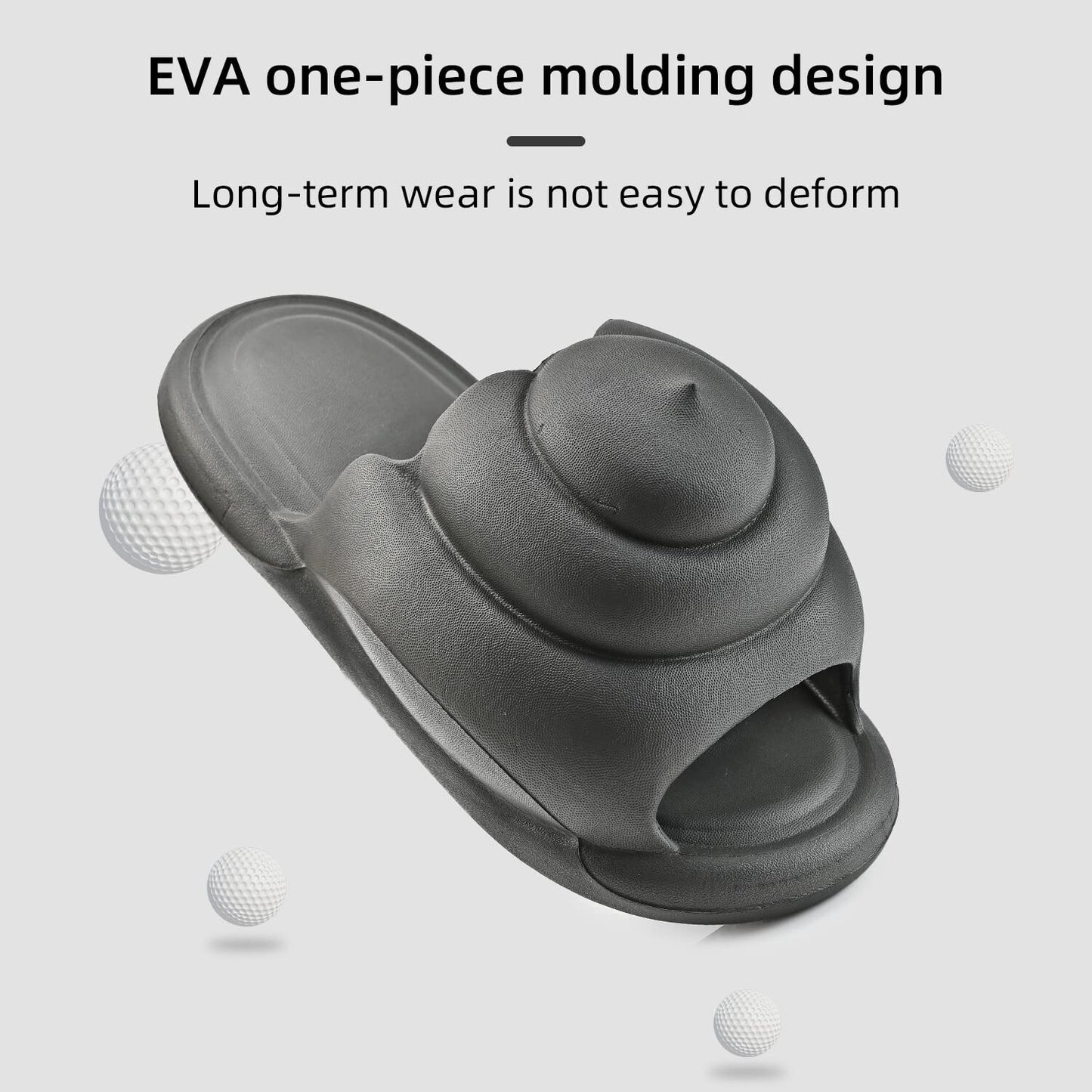 Size 9-10 Wide Women/7.5-8.5 Men Gray Non-Slip Poop Cloud Slides/Sandals