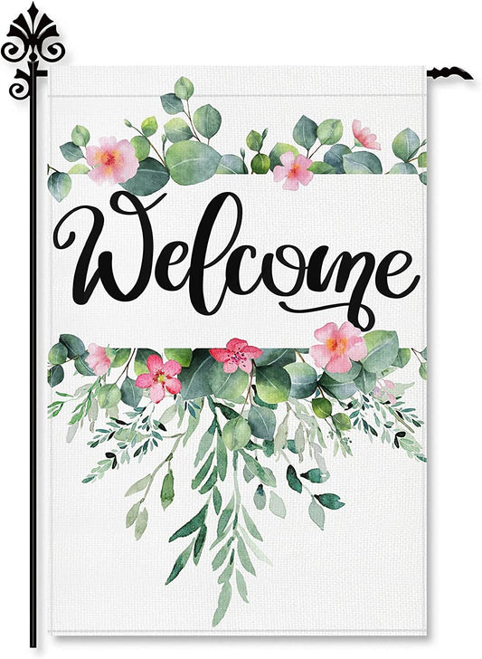 12"x18" Spring Flowers "Welcome" Yard/Garden Flag