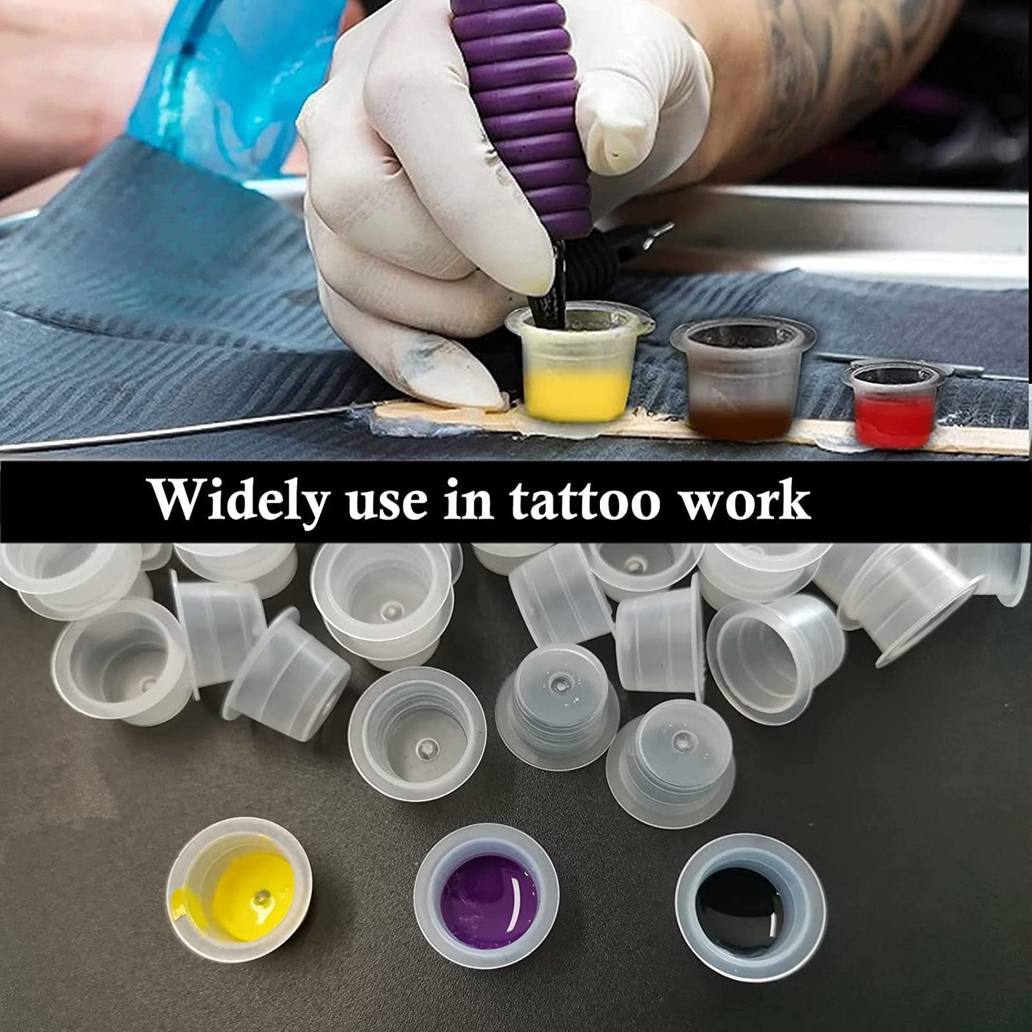 300pcs (100 Small/100 Medium/100 Large) Tattoo Ink Caps/Cups