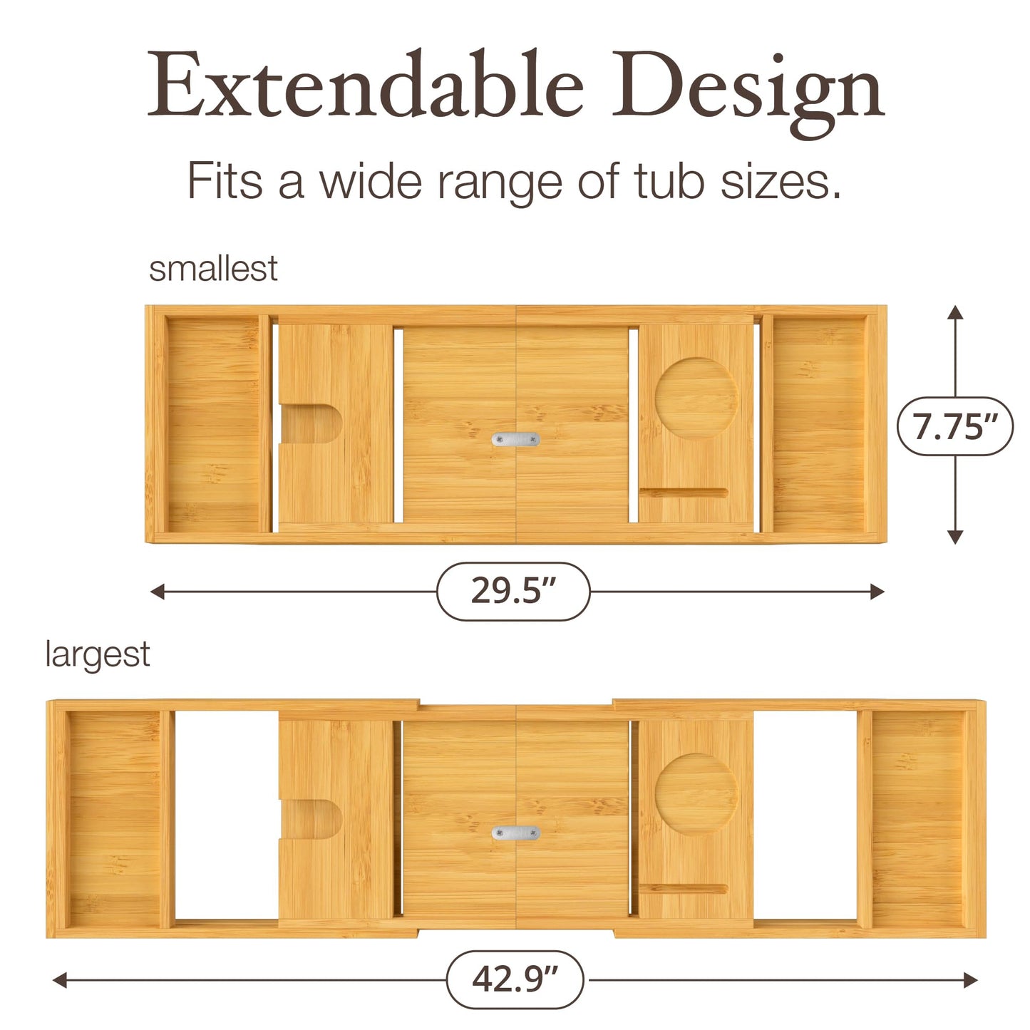 Adjustable Bamboo Bathtub Tray - Perfect for Relaxation & Spa Moments at Home