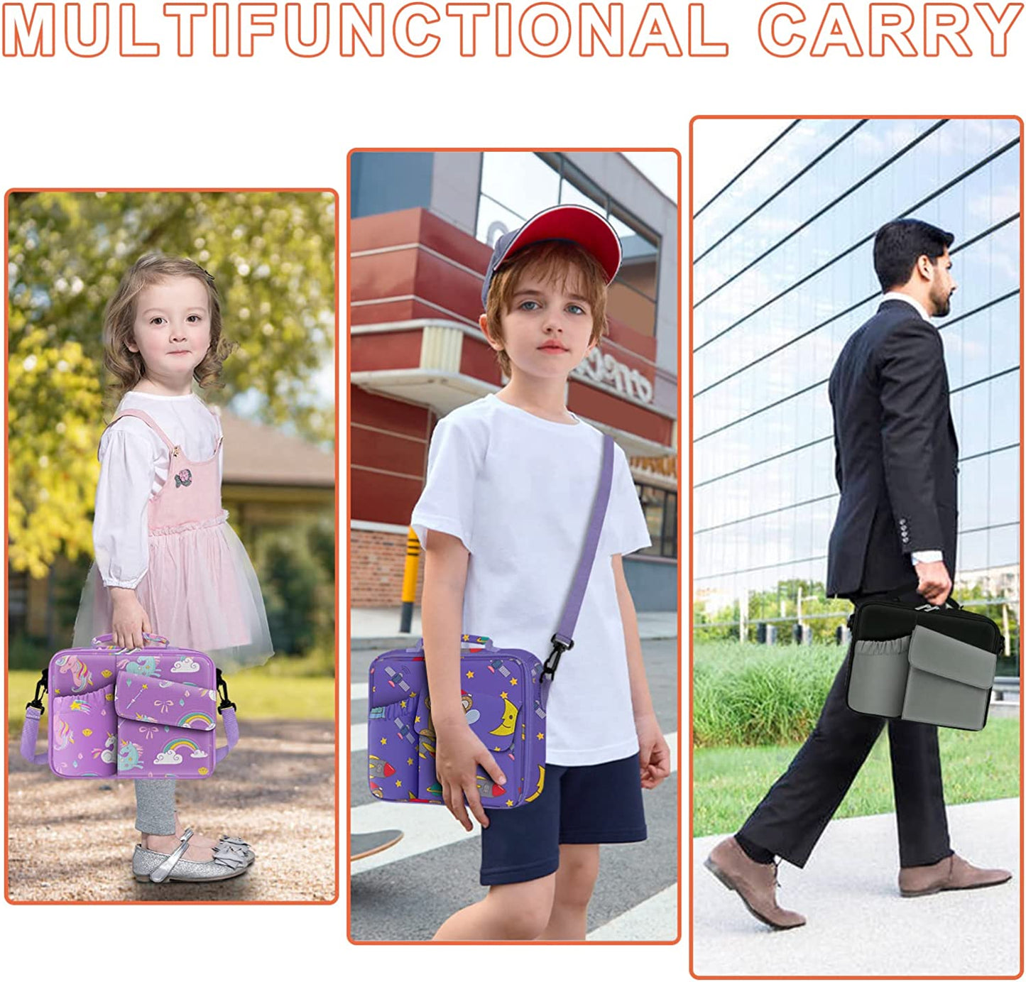 Expandable Thermal Insulated Lunch Box/Bag/Cooler w/ 2 Ice Packs/Snack Bags
