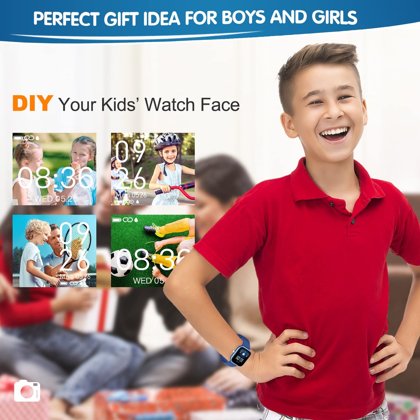 Kids Smart Watch: Fitness Tracker, Pedometer, Heart Rate & Sleep Monitor, DIY Face for Ages 6+ - Perfect for Active Boys, Girls & Teens
