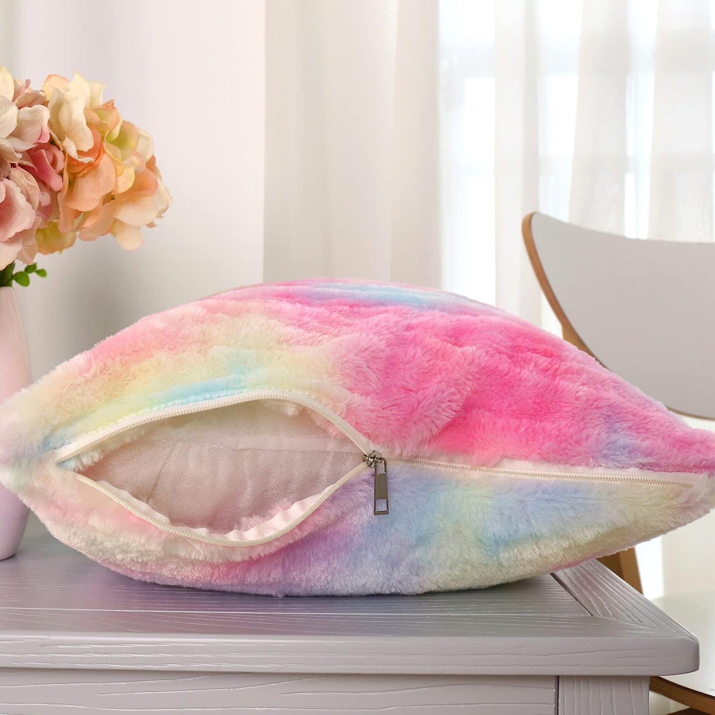 2pk 18"x18" Super Soft Fluffly Faux Fur Wool Tie Dye Throw Pillow Covers