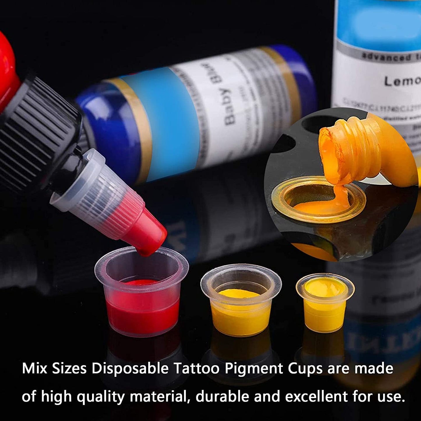 300pcs (100 Small/100 Medium/100 Large) Tattoo Ink Caps/Cups