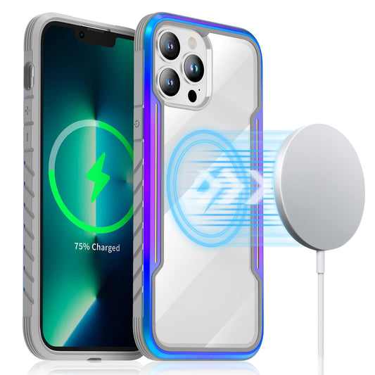 Blue/Purple Shockproof Military-Grade TPU Metal iPhone 13 Pro MagSafe Cas