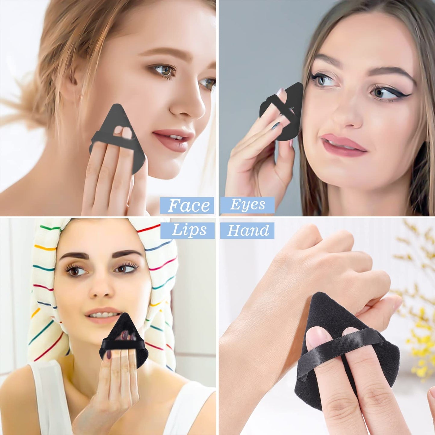 6pk Black Soft Triangle Makeup/Powder Puff/Sponge for Loose Powder