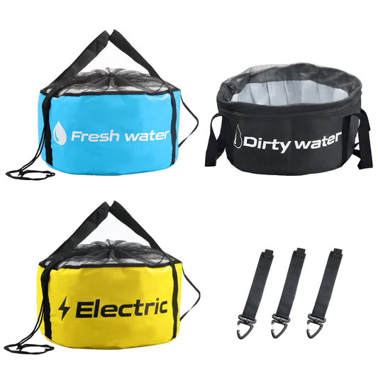 3pk Double Layer 600D Oxford Cloth RV Hose Sewer/Water/Electrical Storage Bags