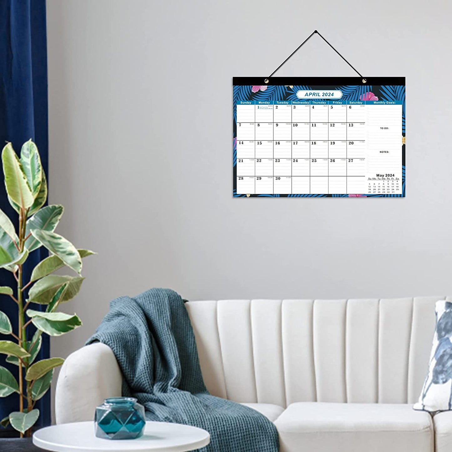 17"x12" Flower Jan 2023 - Jun 2024 Tear-Off Desk Calendar w/ 2 Corner Protectors