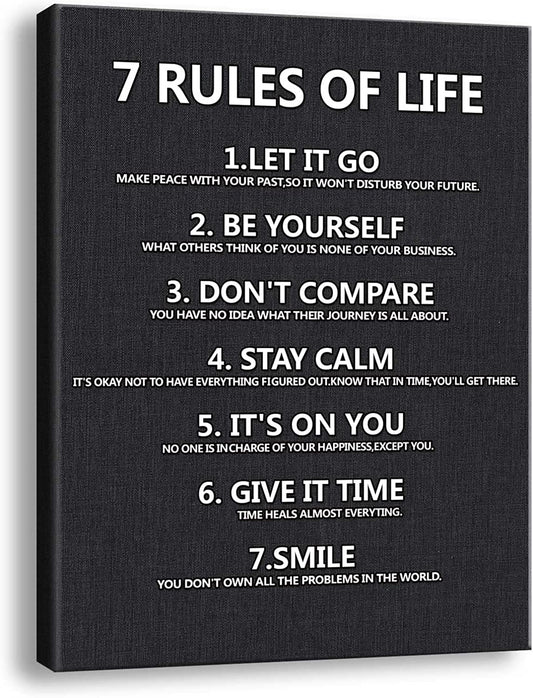 11.5"x15" 7 Rules of Life Wall Art Motivational Poster Printed on Canvas