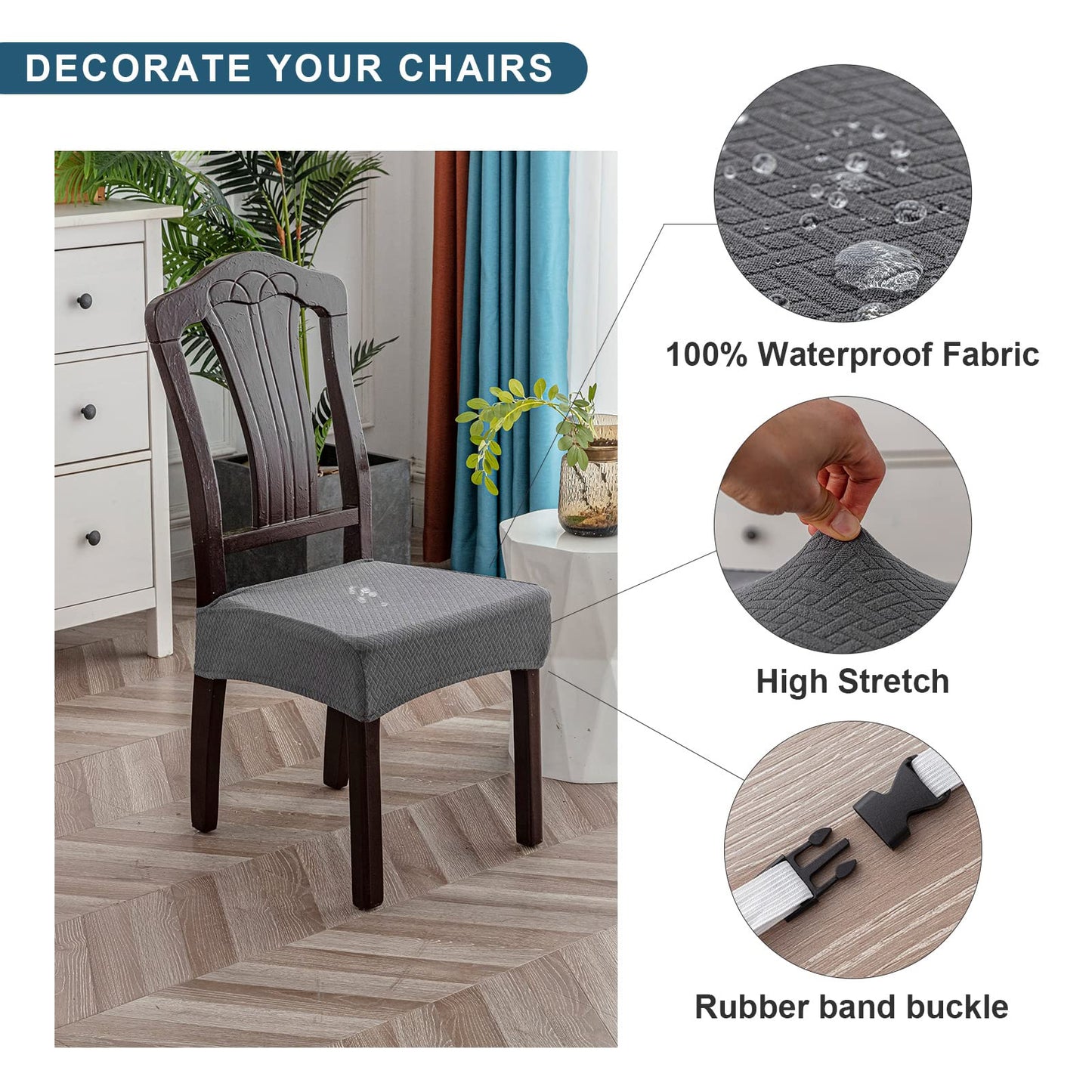 Revamp Your Dining Space: 2-Pack Dark Gray Waterproof Chair Covers for a Chic, Protected Seating Experience