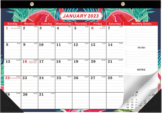 17"x12" Flower Jan 2023 - Jun 2024 Tear-Off Desk Calendar w/ 2 Corner Protectors