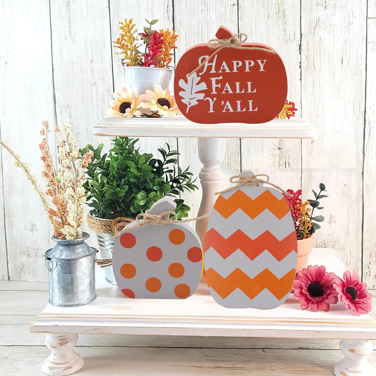 3pcs Wooden Pumpkin "Happy Fall Y'all" Signs/Decorations